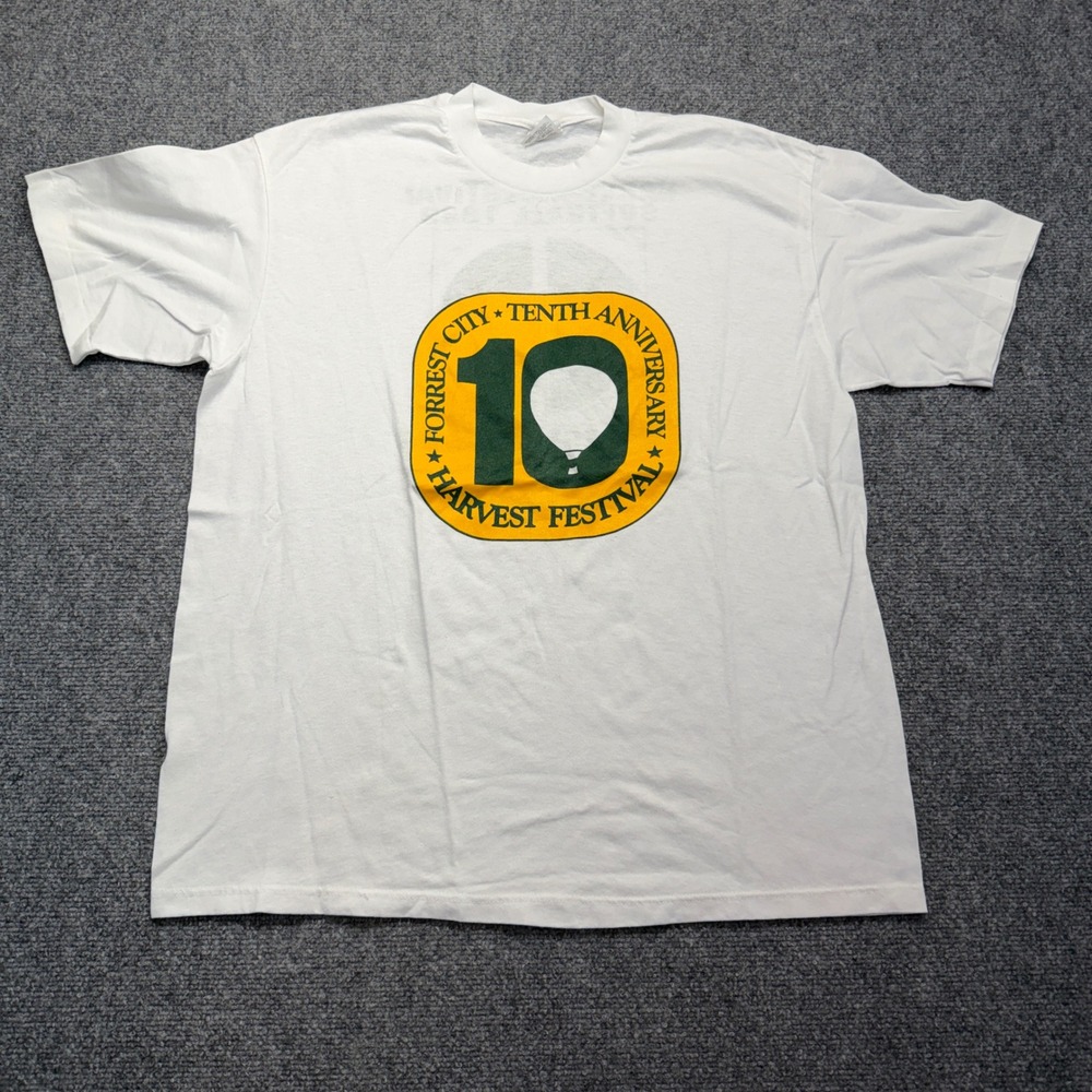 Vintage 1989 Stedman Forrest City Harvest Festival Softball T-Shirt XL White USA